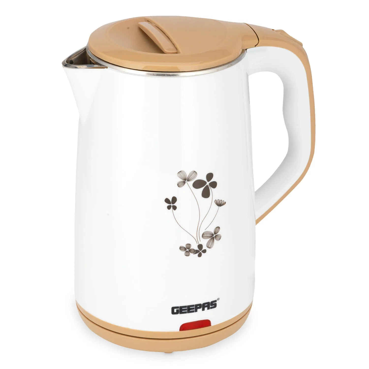 1.8L Beige Flower Patterned Electric Kettle