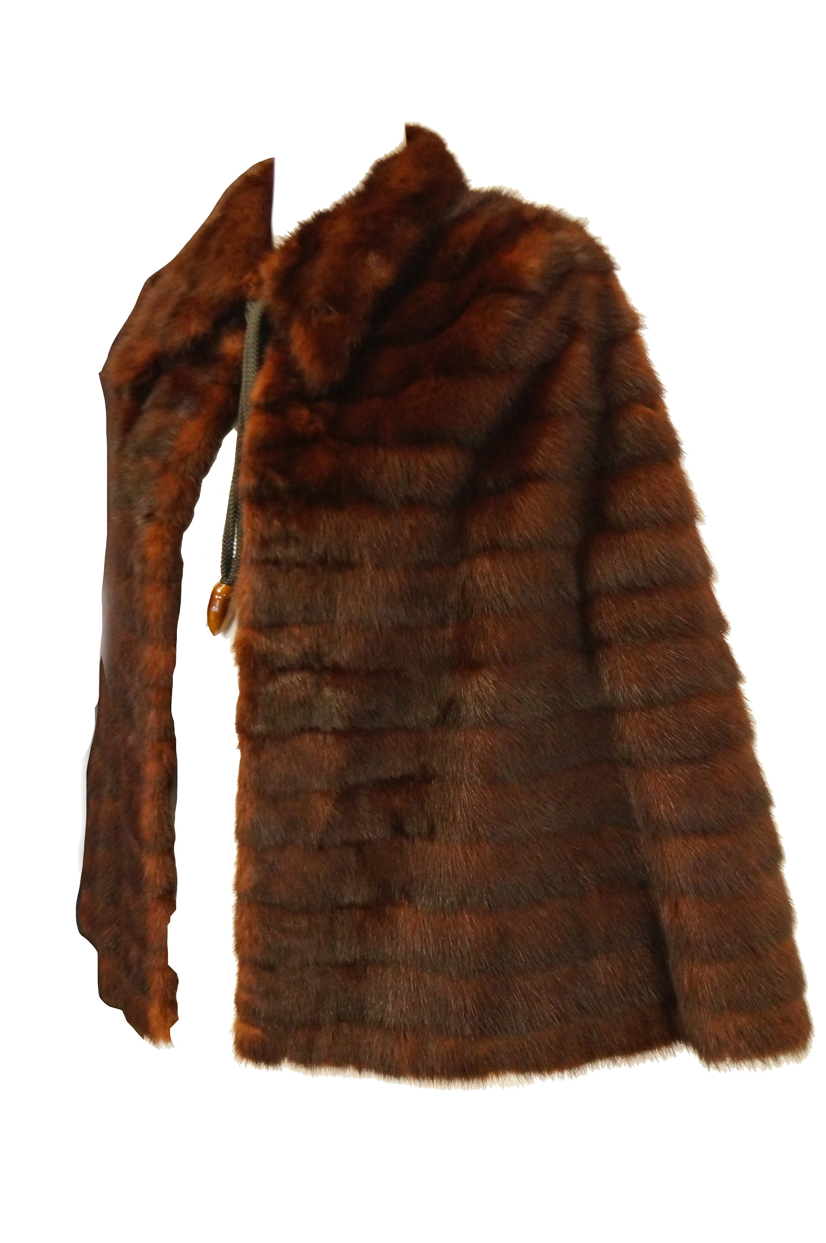 1940s Arnold Liebes Feathered Mink Cape w/ Bakelite Details & Silk Lining