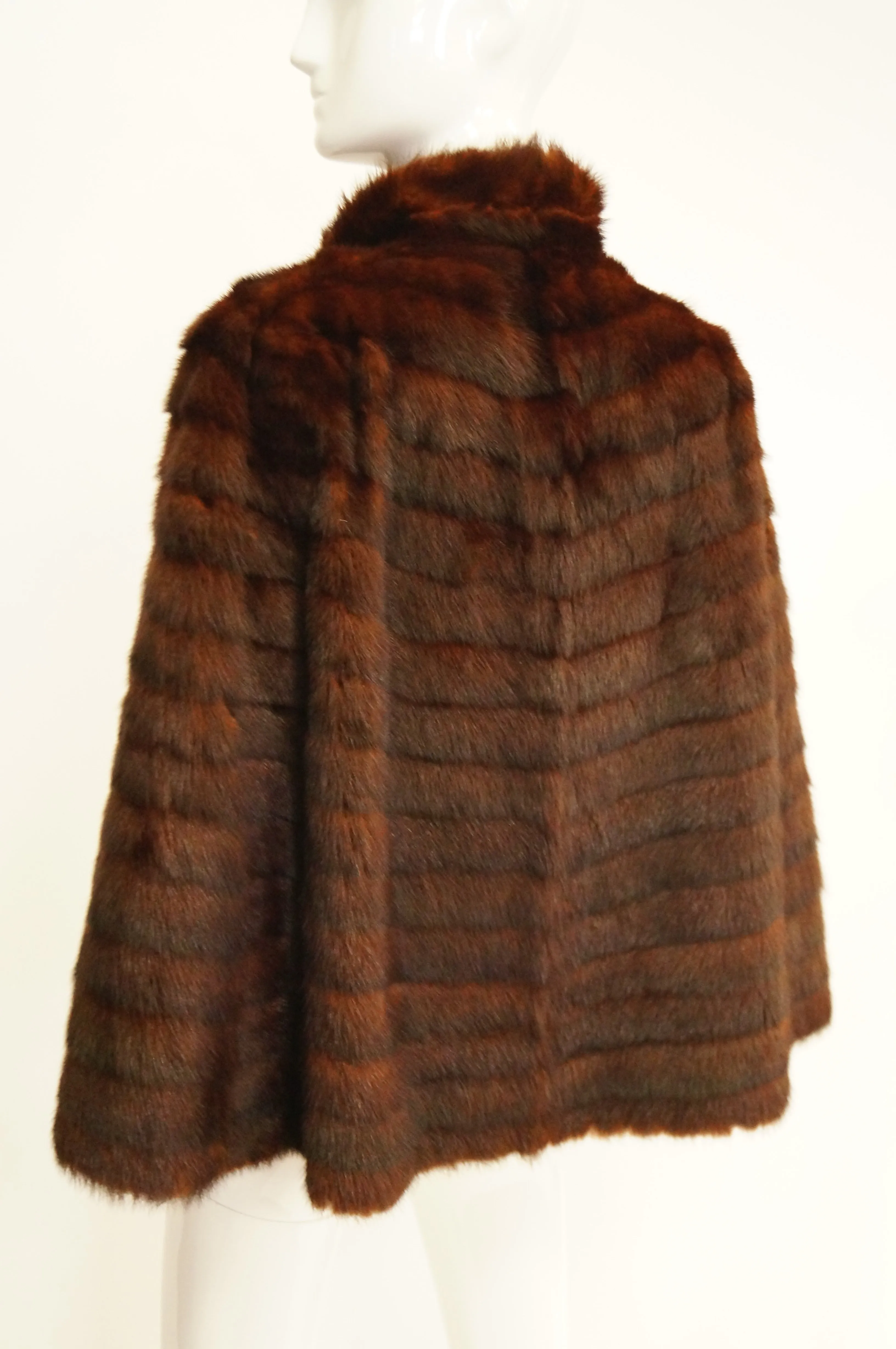 1940s Arnold Liebes Feathered Mink Cape w/ Bakelite Details & Silk Lining