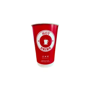 500ml Disposable Paper Coffee Cups Printed 5pack