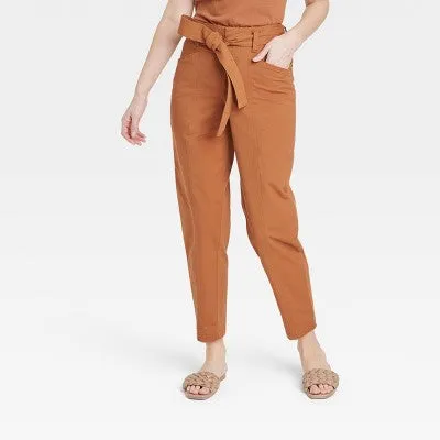 A New Day Women's Tapered Casual High Rise Ankle Length Tie-Front Pants