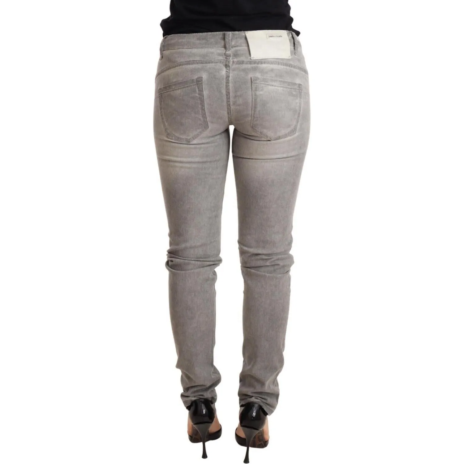 Acht Chic Gray Washed Slim Fit Cotton Jeans