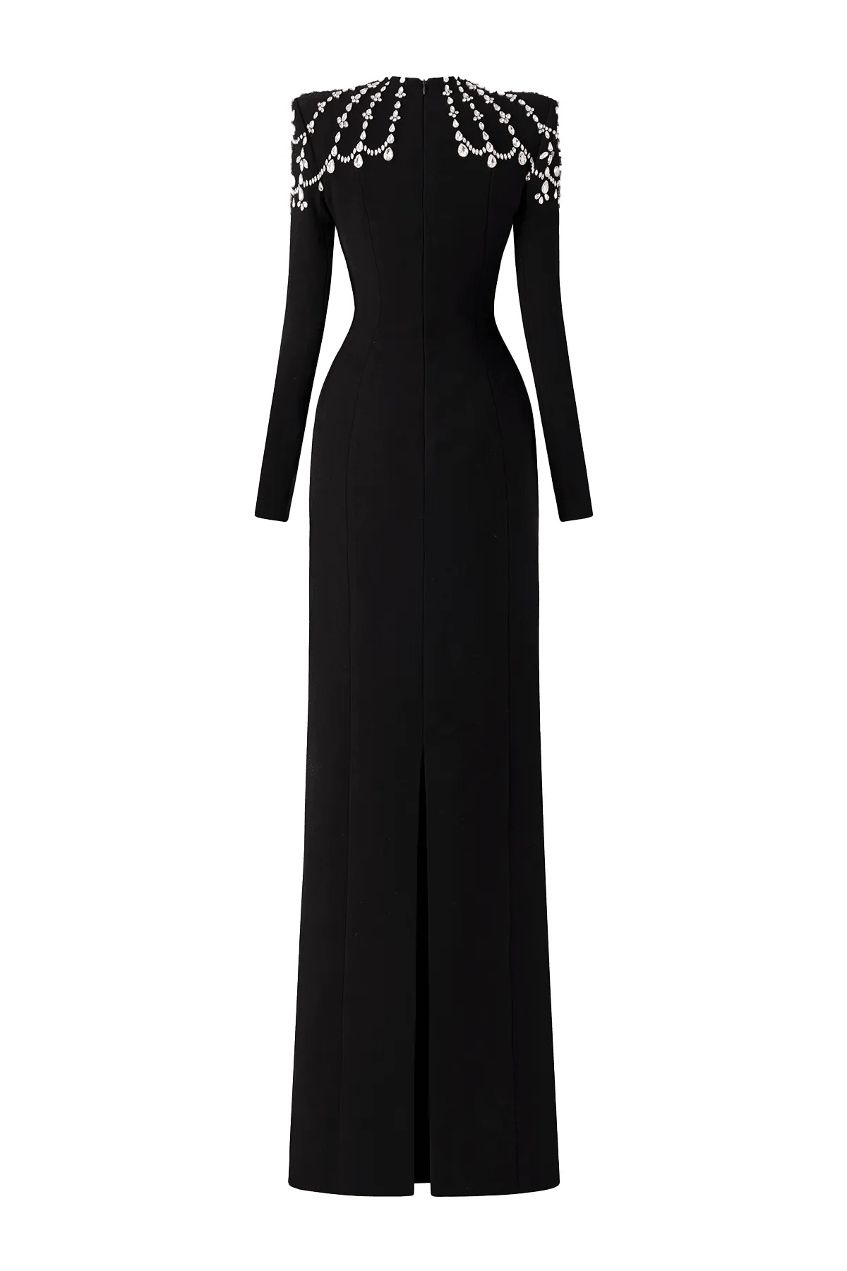 Adeline Bodycon Long Sleeved Crepe Floor Length Dress