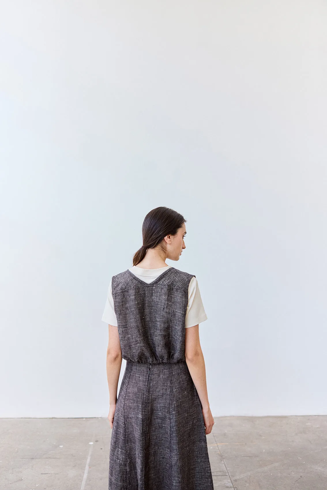 Adjustable Waist Buttoned Linen Top - Ónix Jaspeado