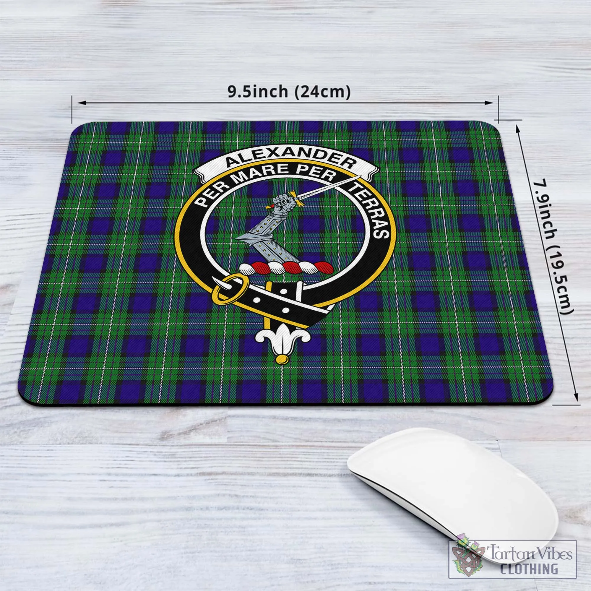 Alexander Tartan Mouse Pad with Family Crest