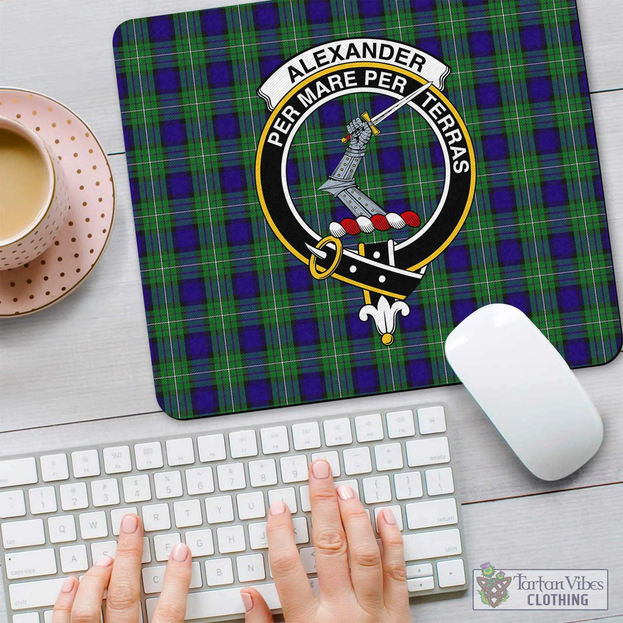 Alexander Tartan Mouse Pad with Family Crest