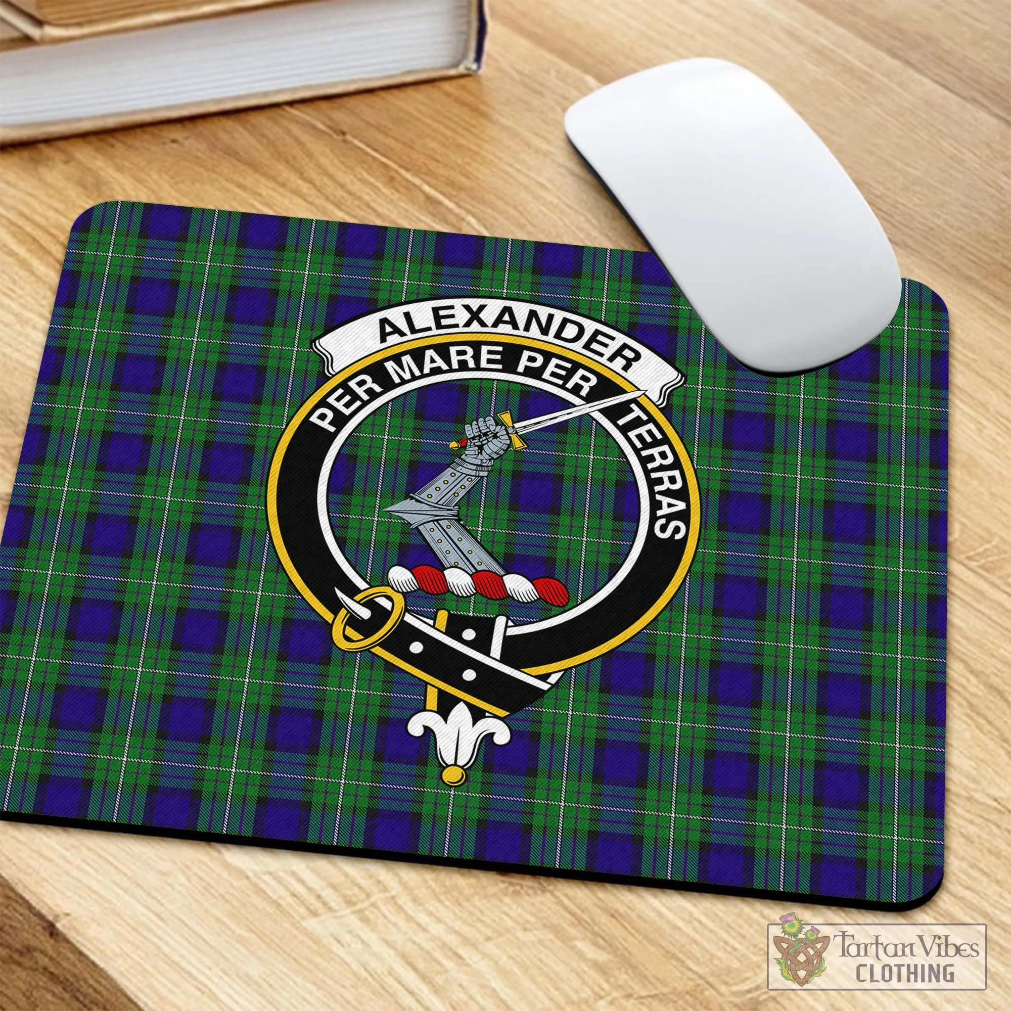 Alexander Tartan Mouse Pad with Family Crest