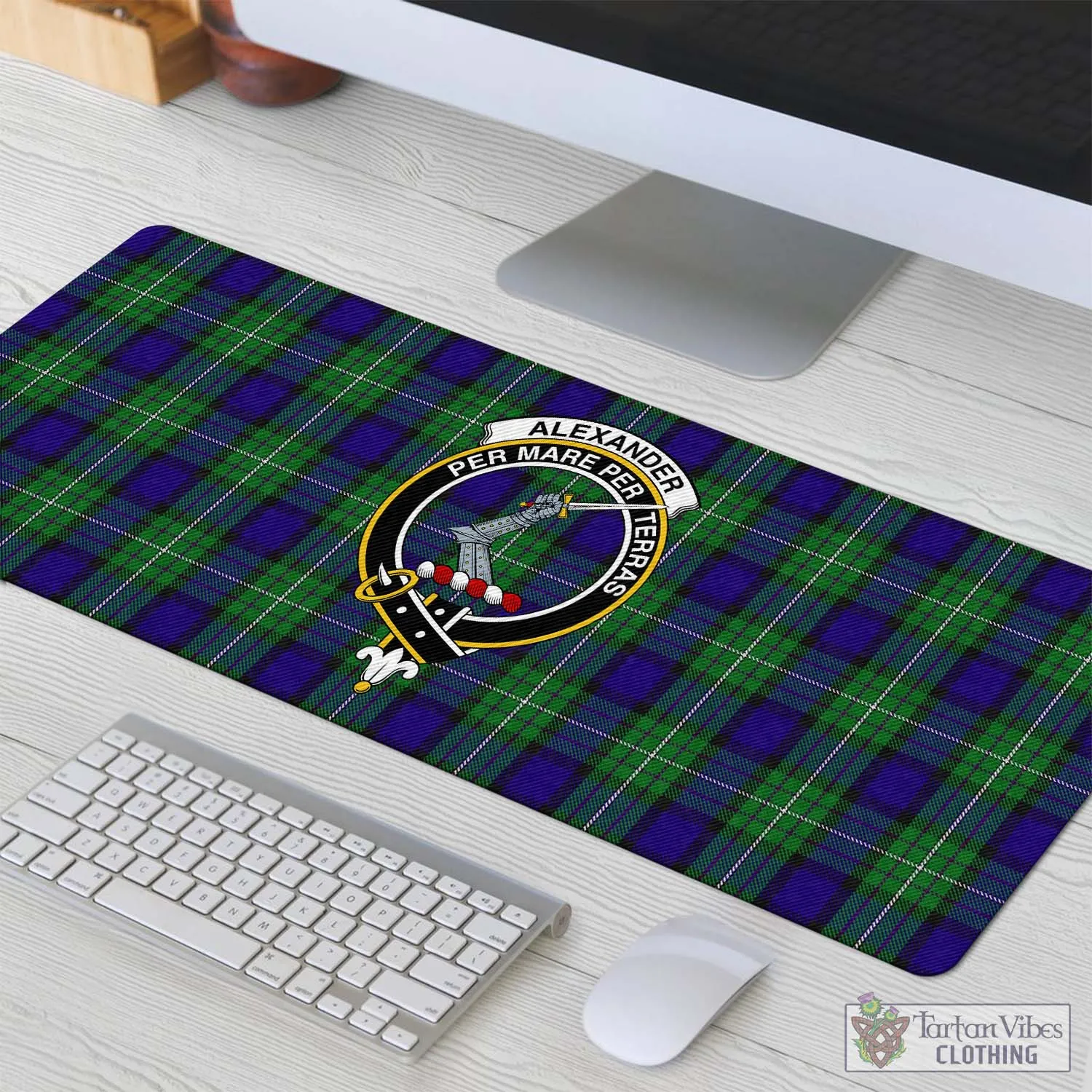 Alexander Tartan Mouse Pad with Family Crest