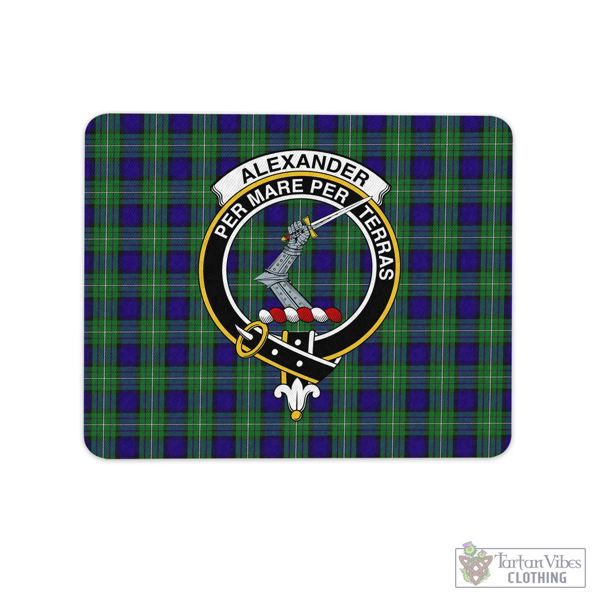 Alexander Tartan Mouse Pad with Family Crest