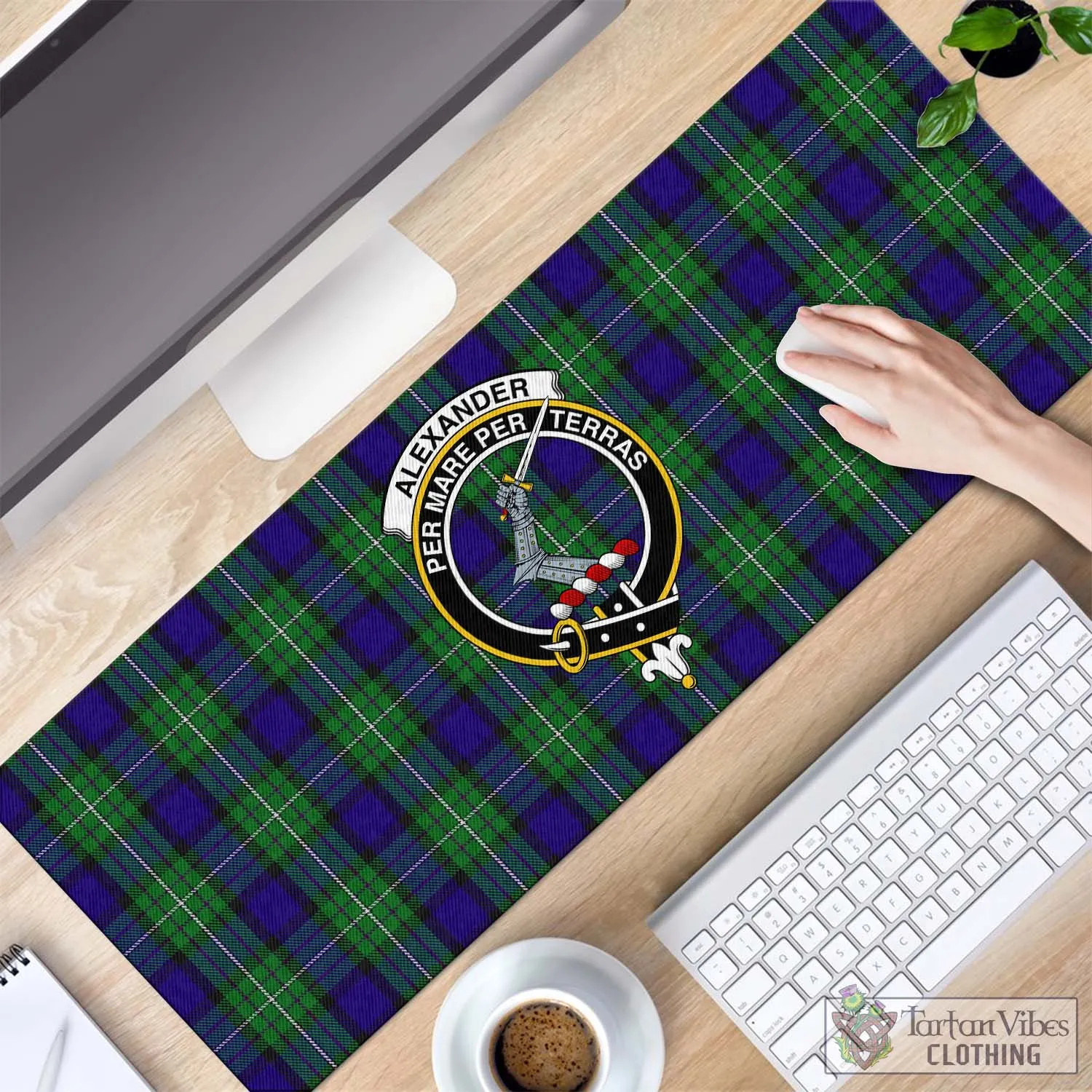 Alexander Tartan Mouse Pad with Family Crest