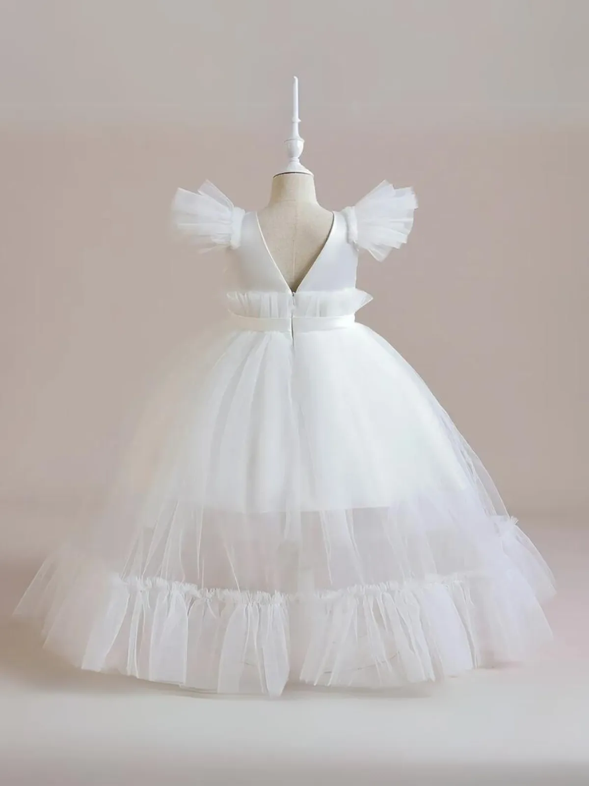 All Things Pretty Flutter Sleeve Tulle Overlay Dress