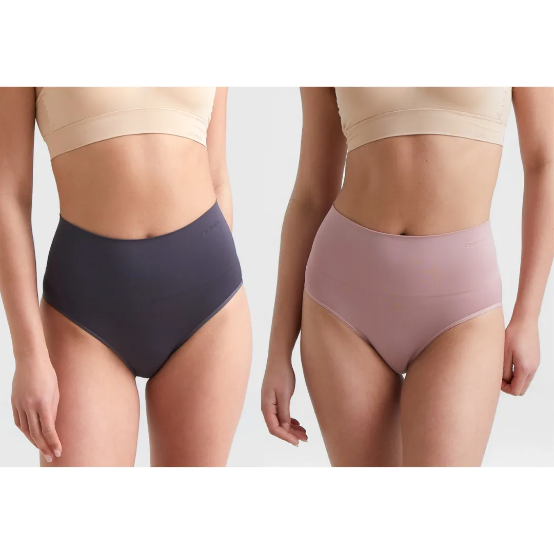 Ambra 2 Pack Smoothies Full Brief Knickers In Dusty Mocha/Nine Iron