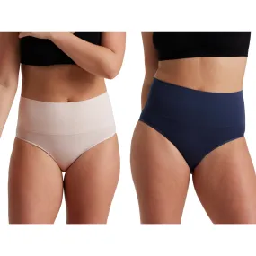 Ambra 2 Pack Smoothies Full Brief Knickers In Navy/Lemonade