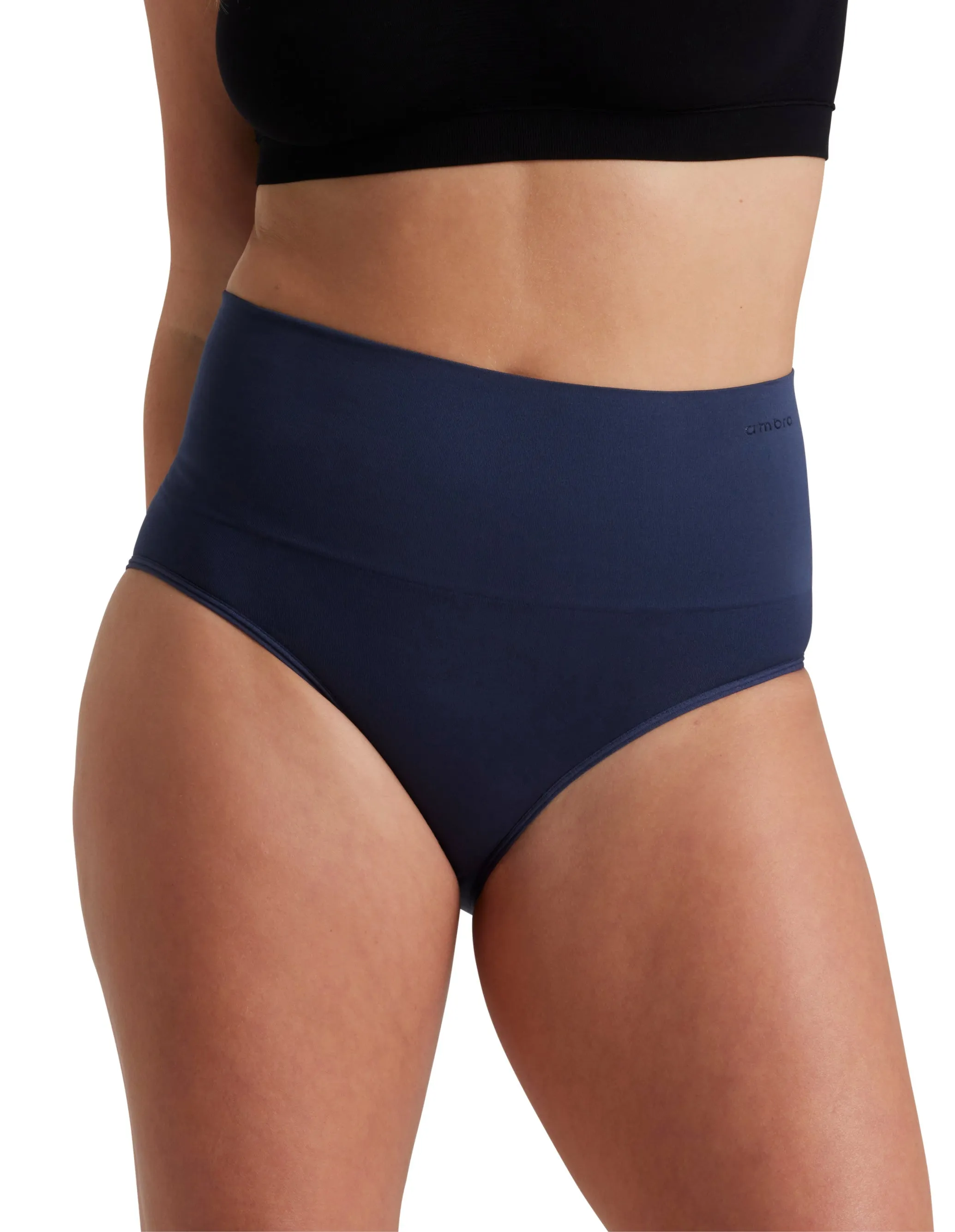 Ambra 2 Pack Smoothies Full Brief Knickers In Navy/Lemonade