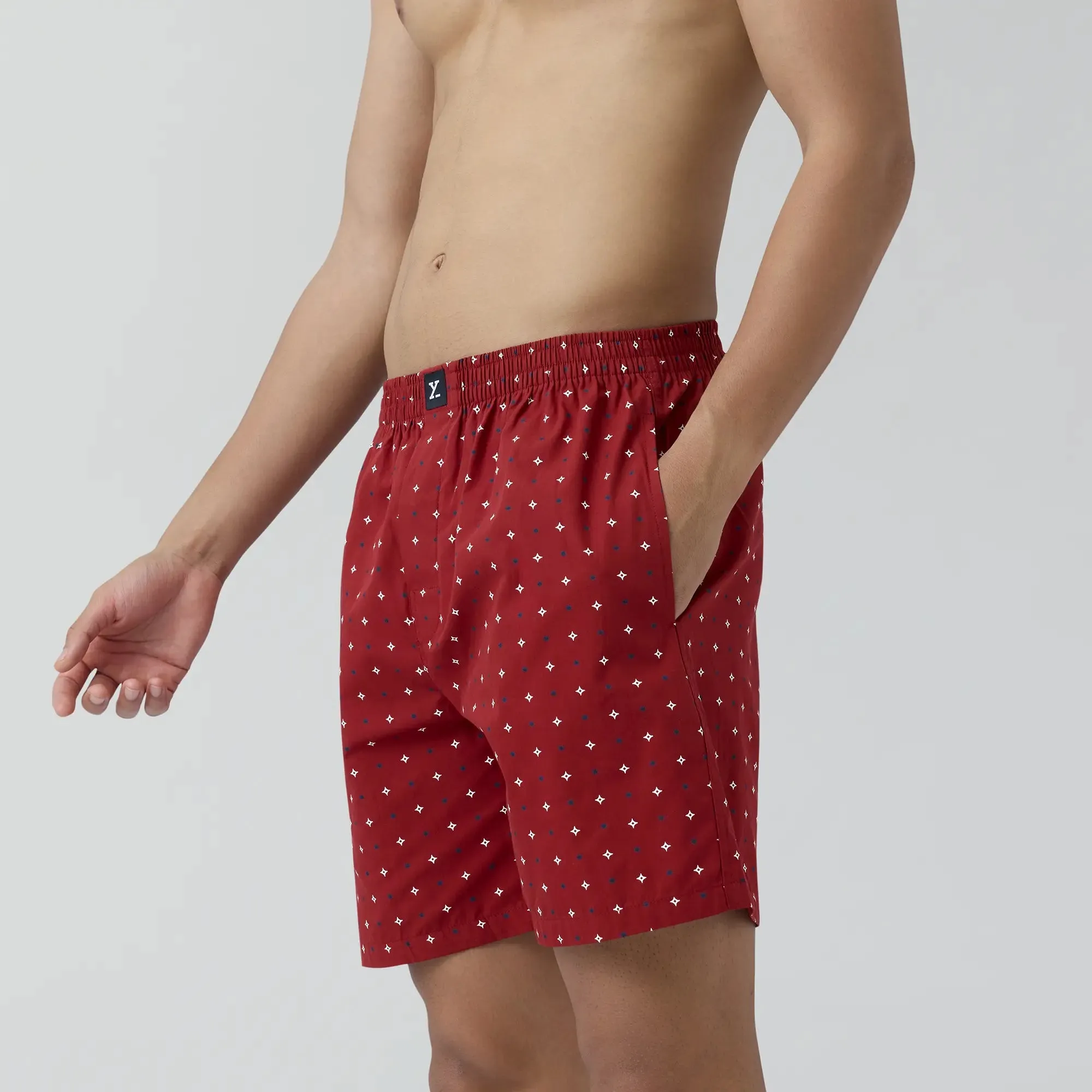 Astor Combed Cotton Boxer Shorts Starry Maroon