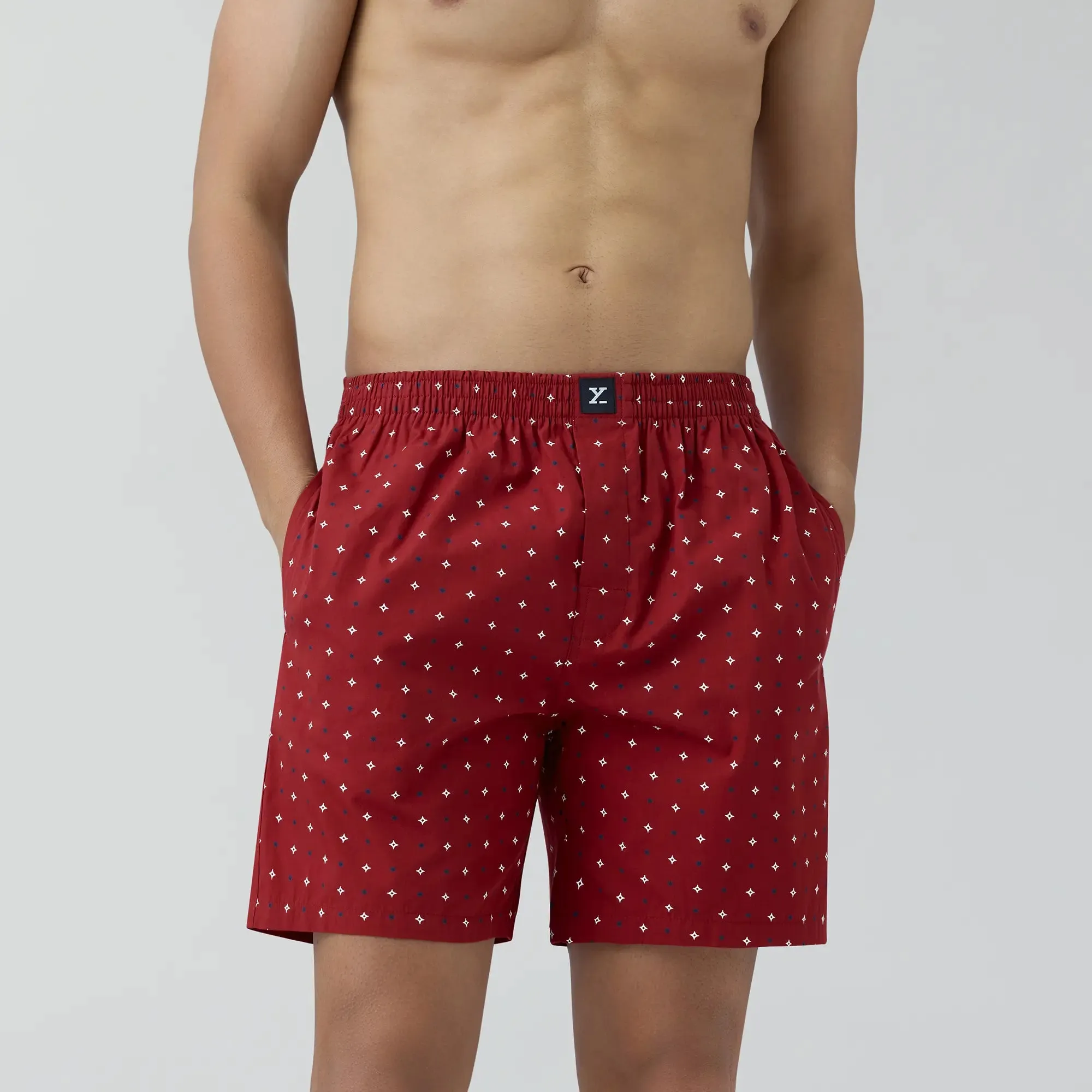 Astor Combed Cotton Boxer Shorts Starry Maroon