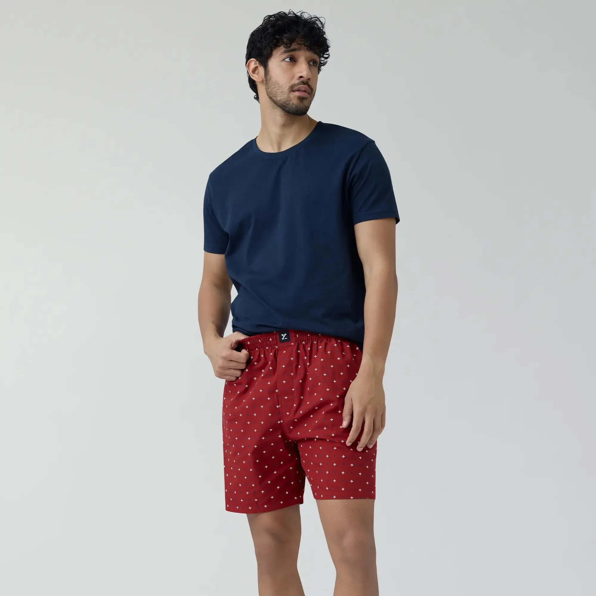 Astor Combed Cotton Boxer Shorts Starry Maroon