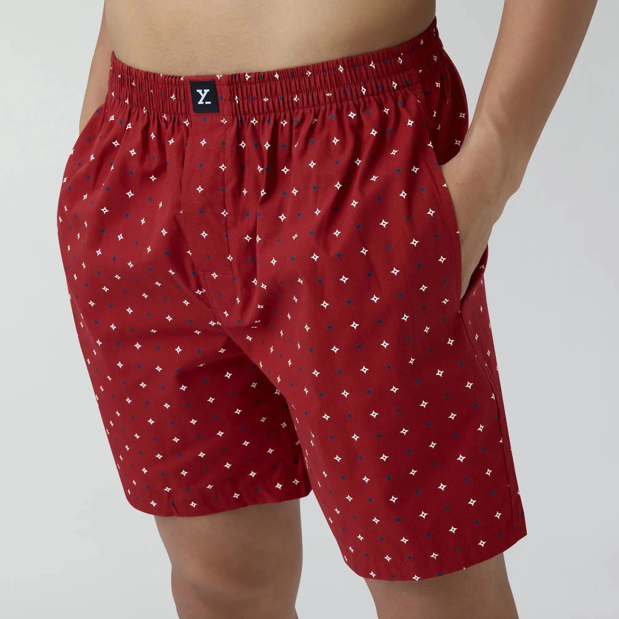 Astor Combed Cotton Boxer Shorts Starry Maroon