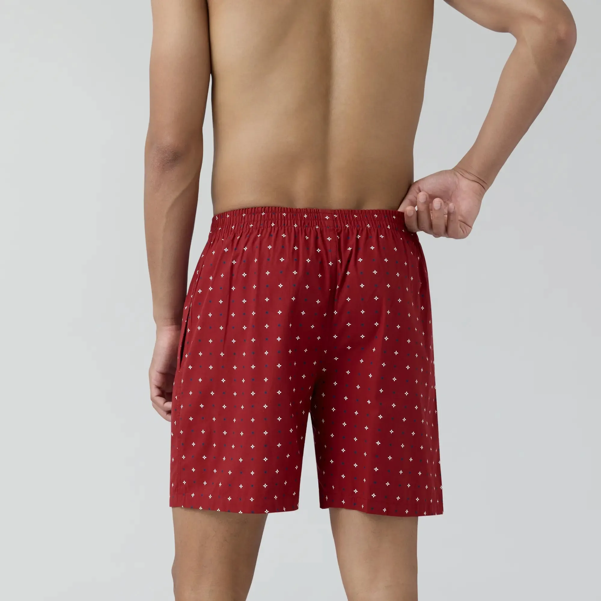 Astor Combed Cotton Boxer Shorts Starry Maroon