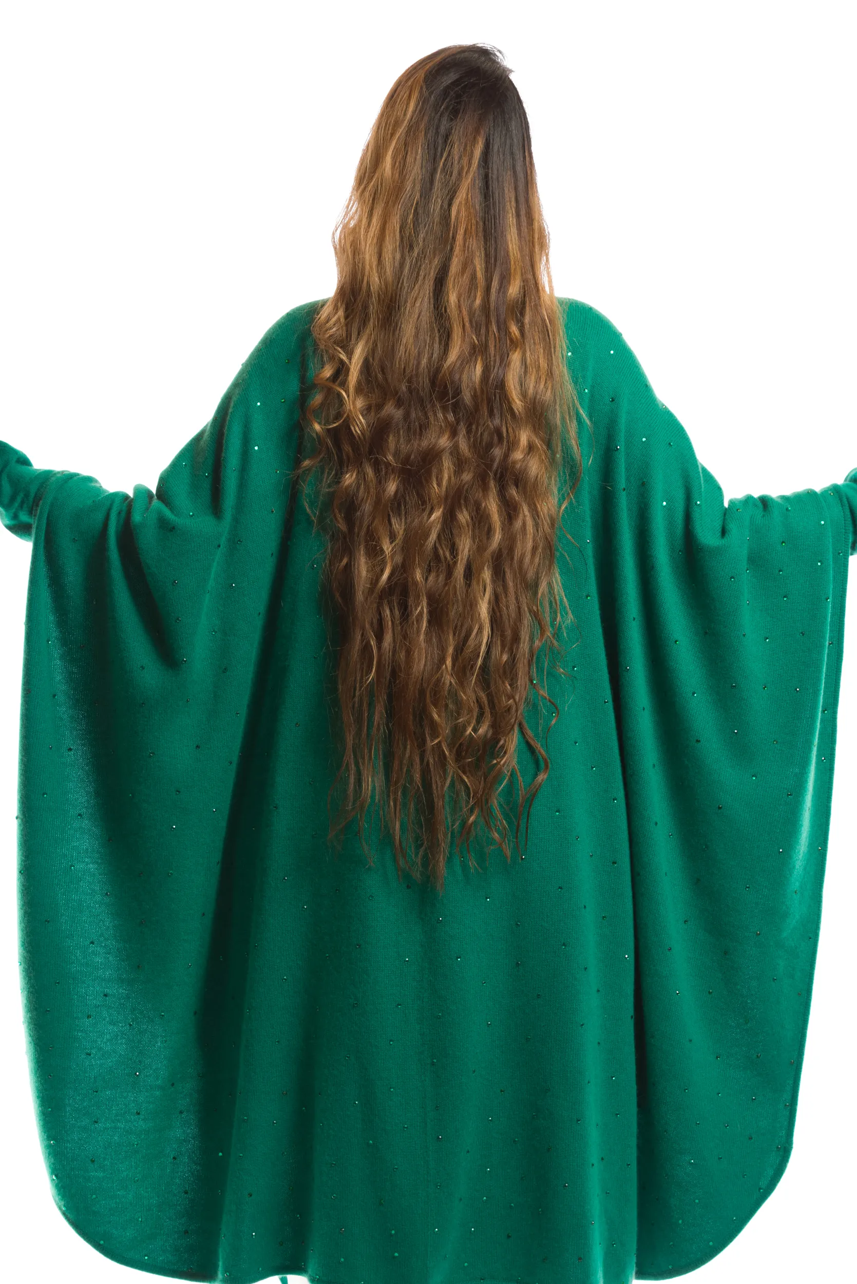 AVALON JEWELLED CASHMERE CAPE  EMERALD GREEN