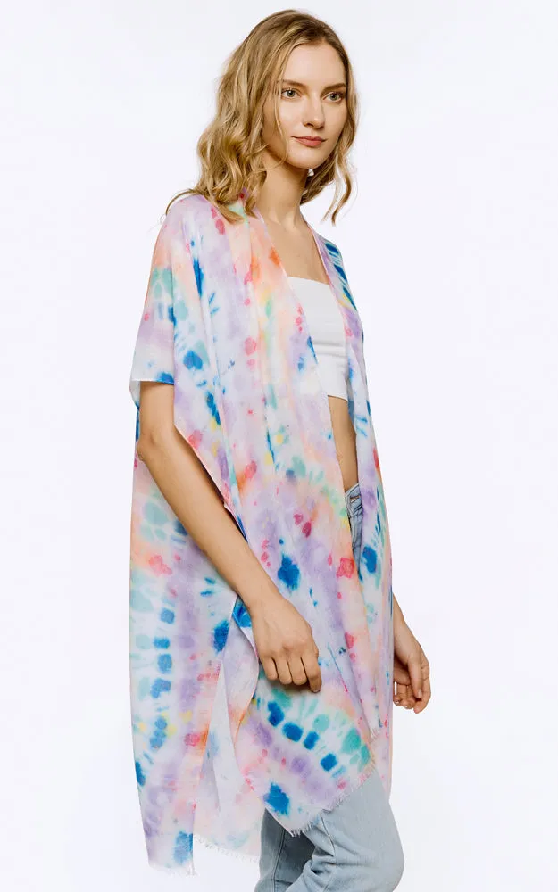 BAAP8068 Tie Dye Pattern Cover Up Kimono