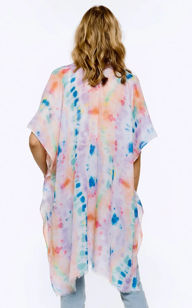 BAAP8068 Tie Dye Pattern Cover Up Kimono