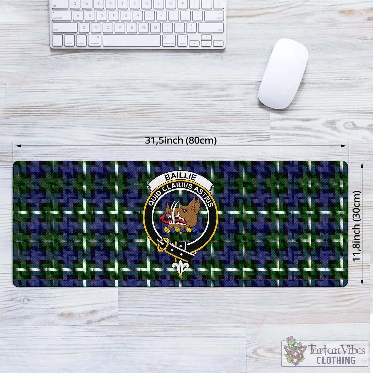 Baillie (Bailey) Tartan Mouse Pad with Family Crest