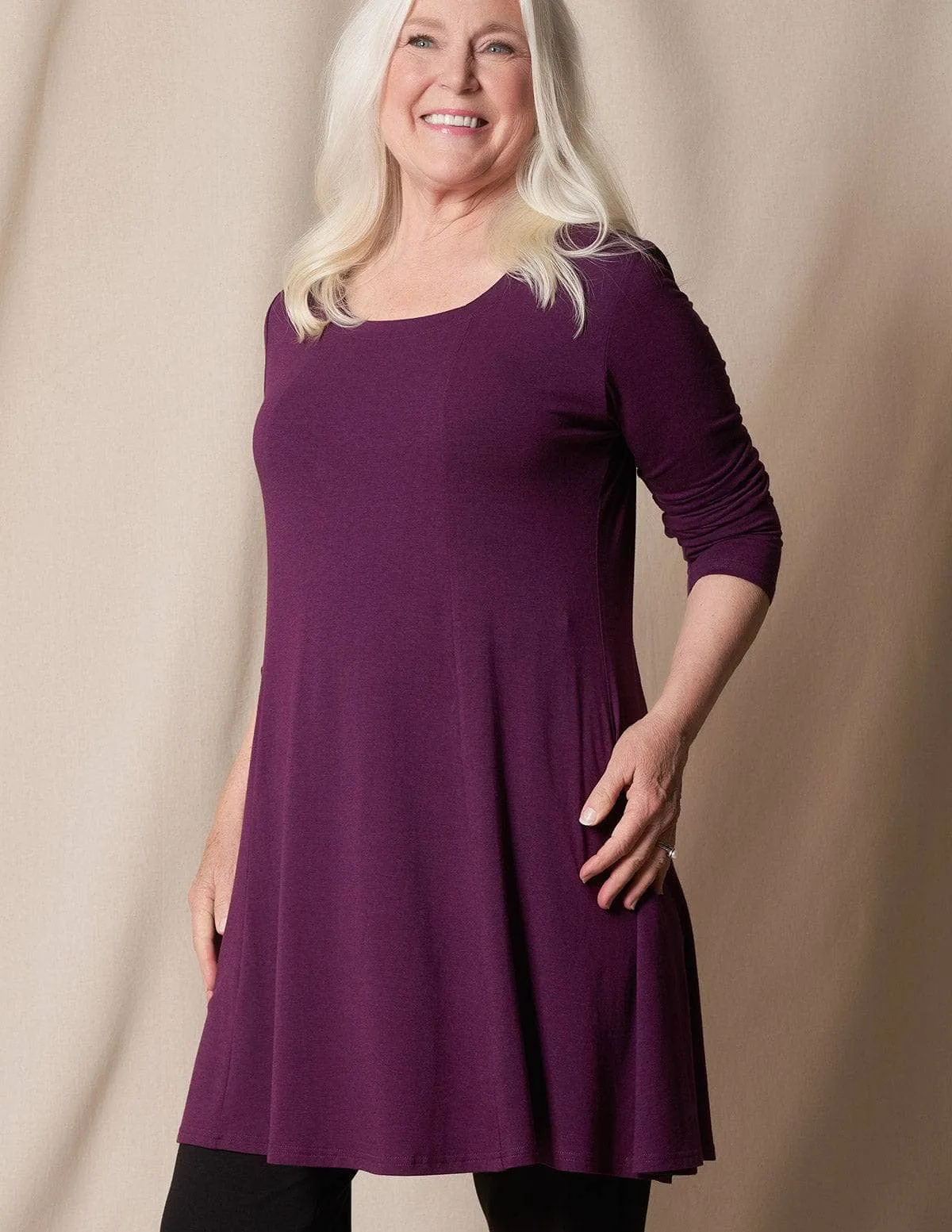 Bamboo/Organic Cotton Tunic Dress - Plum