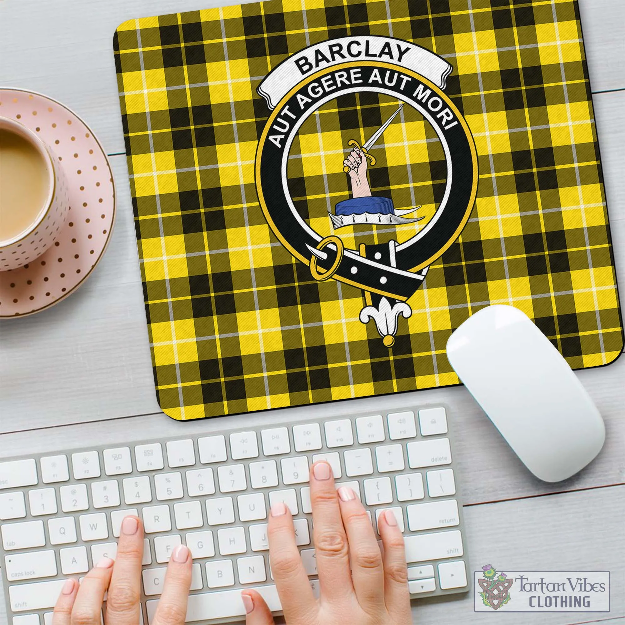 Barclay Dress Modern Tartan Mouse Pad with Family Crest