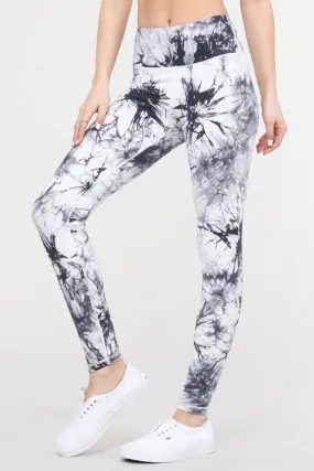 Black & White Active Tie Dye LONG Workout Leggings