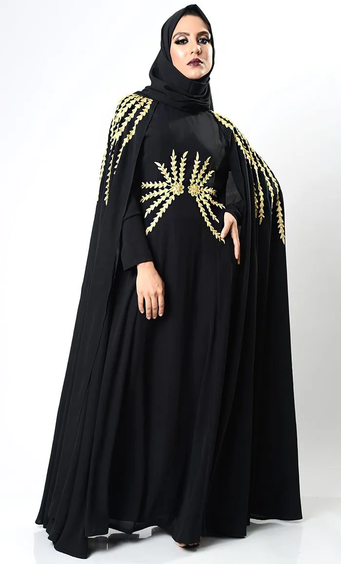 Black Dramatic Lavish Embroiderd Abaya