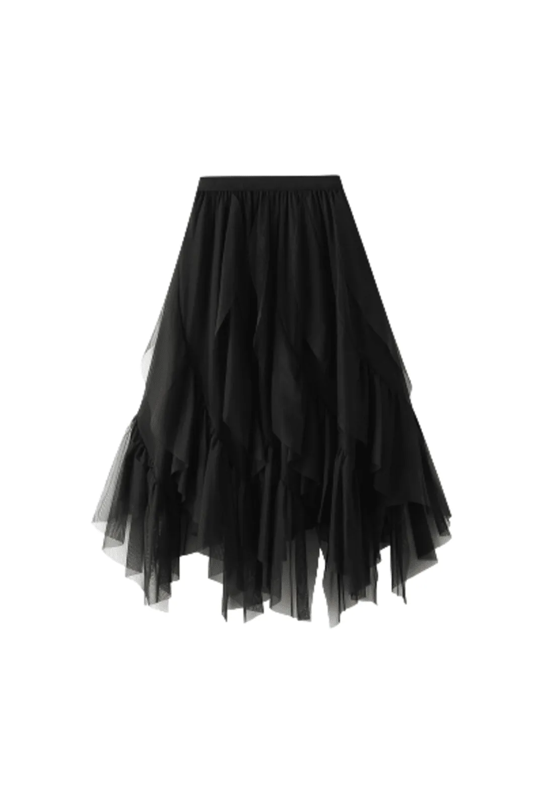 Black Irregular Frill Skirt