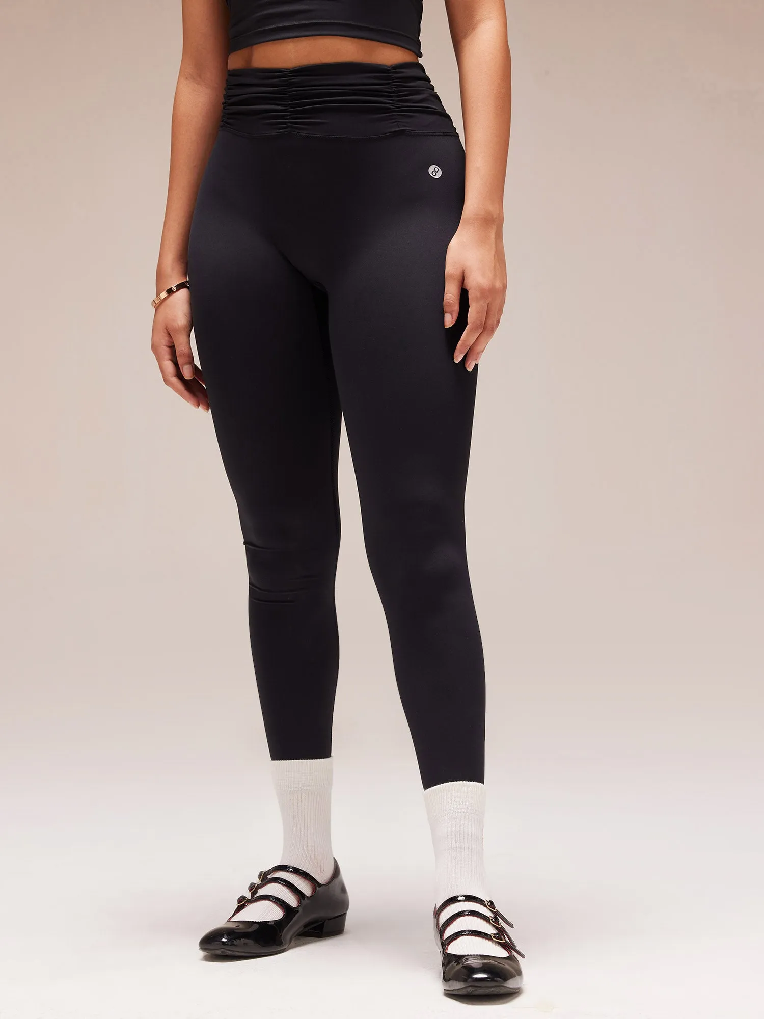 Black Ruched Waist Leggings