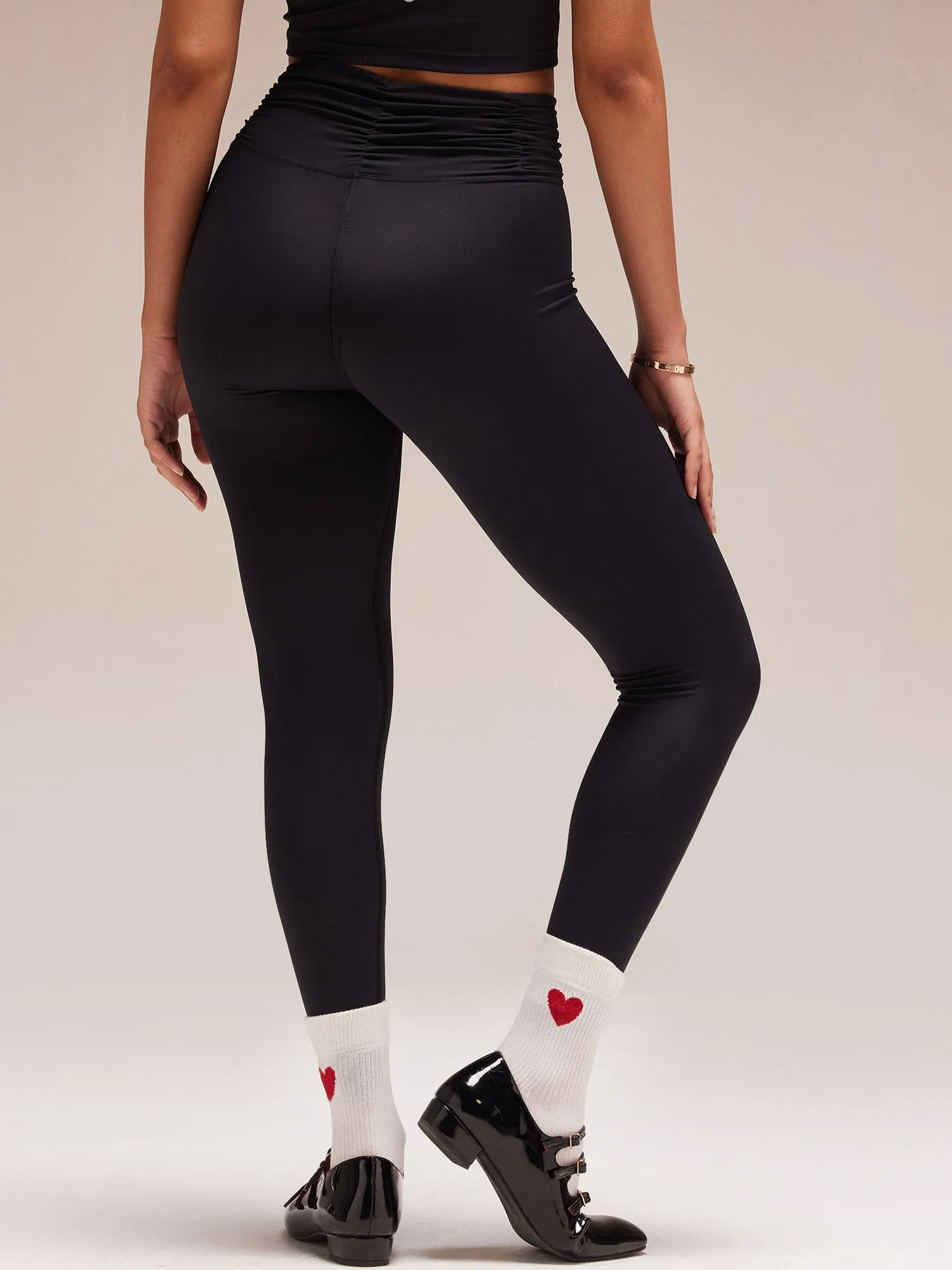 Black Ruched Waist Leggings