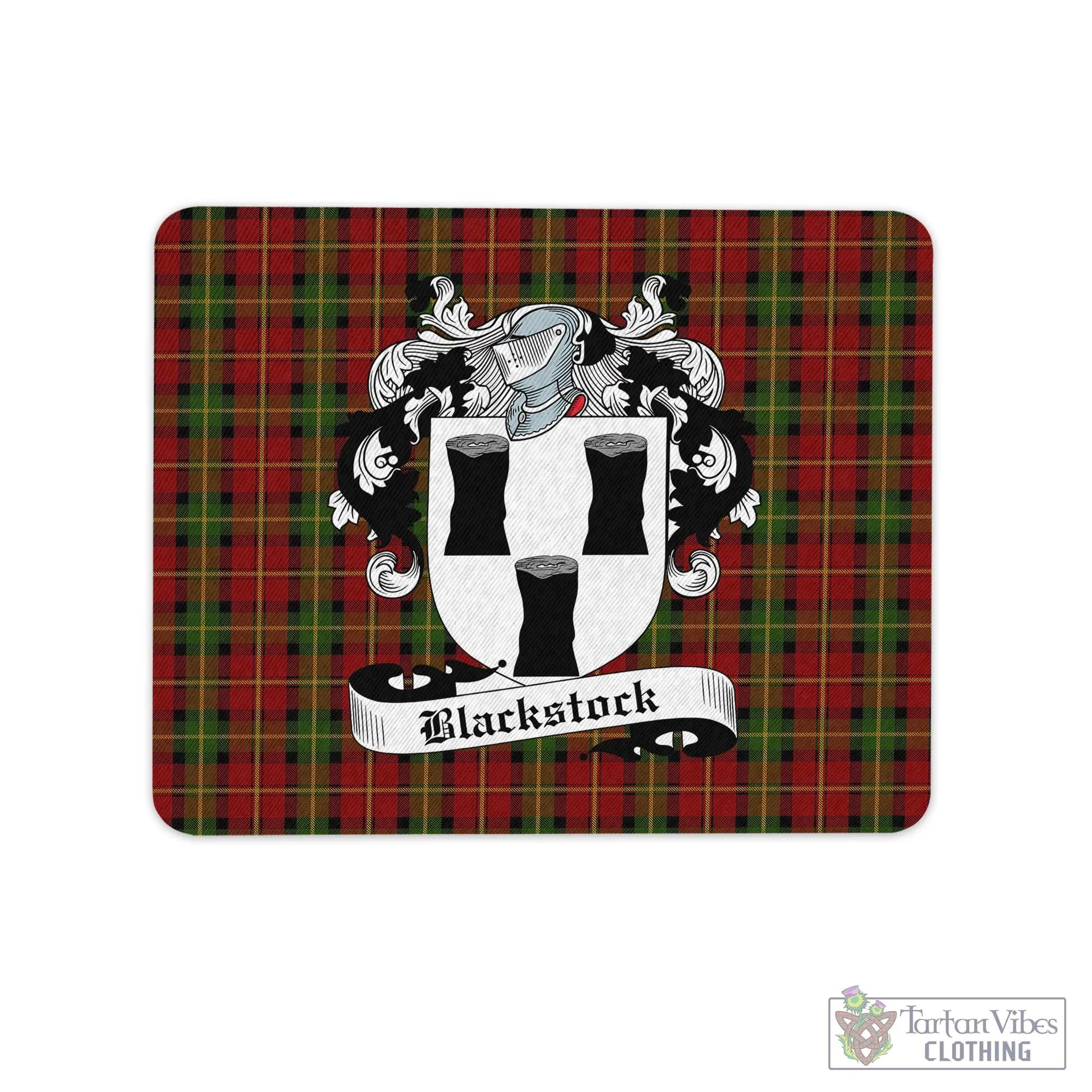 Blackstock Red Dress Tartan Mouse Pad with Family Crest