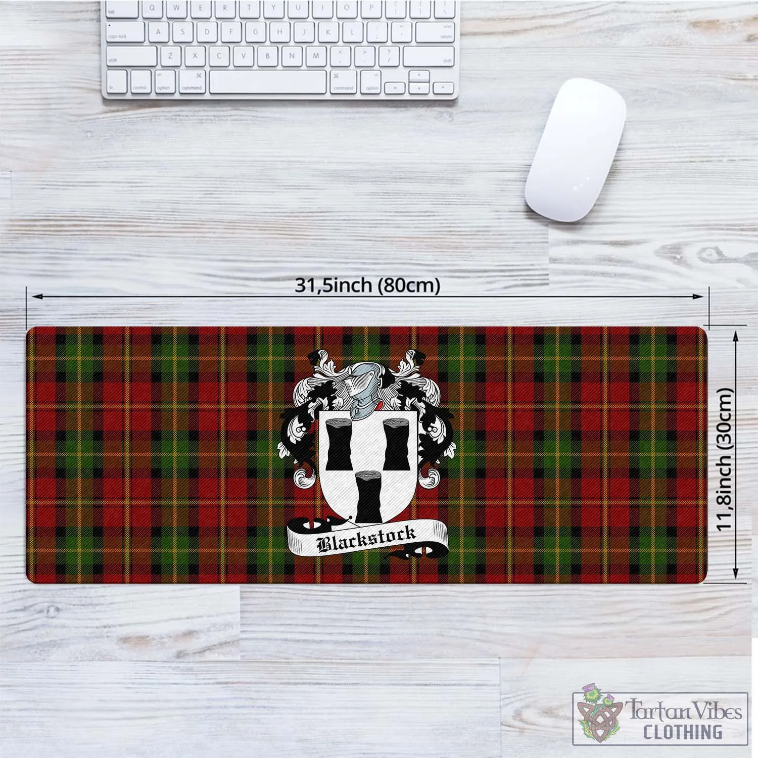 Blackstock Red Dress Tartan Mouse Pad with Family Crest