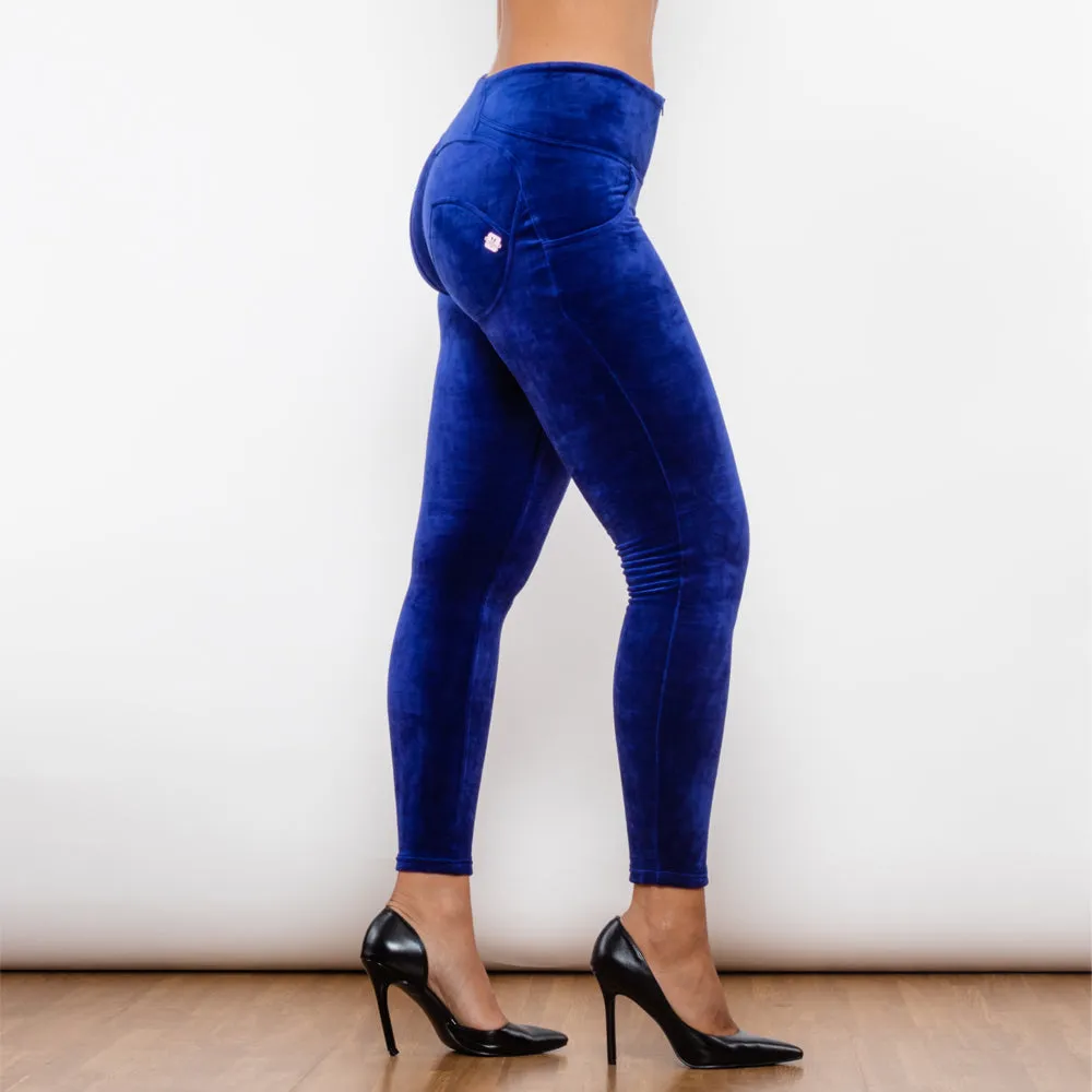 Blue Chenille High Waist Lifting Leggings