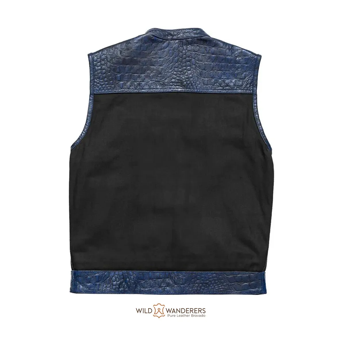 Blue Croc Men's Motorcycle Leather/Denim Vest