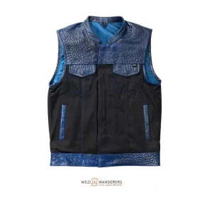 Blue Croc Men's Motorcycle Leather/Denim Vest