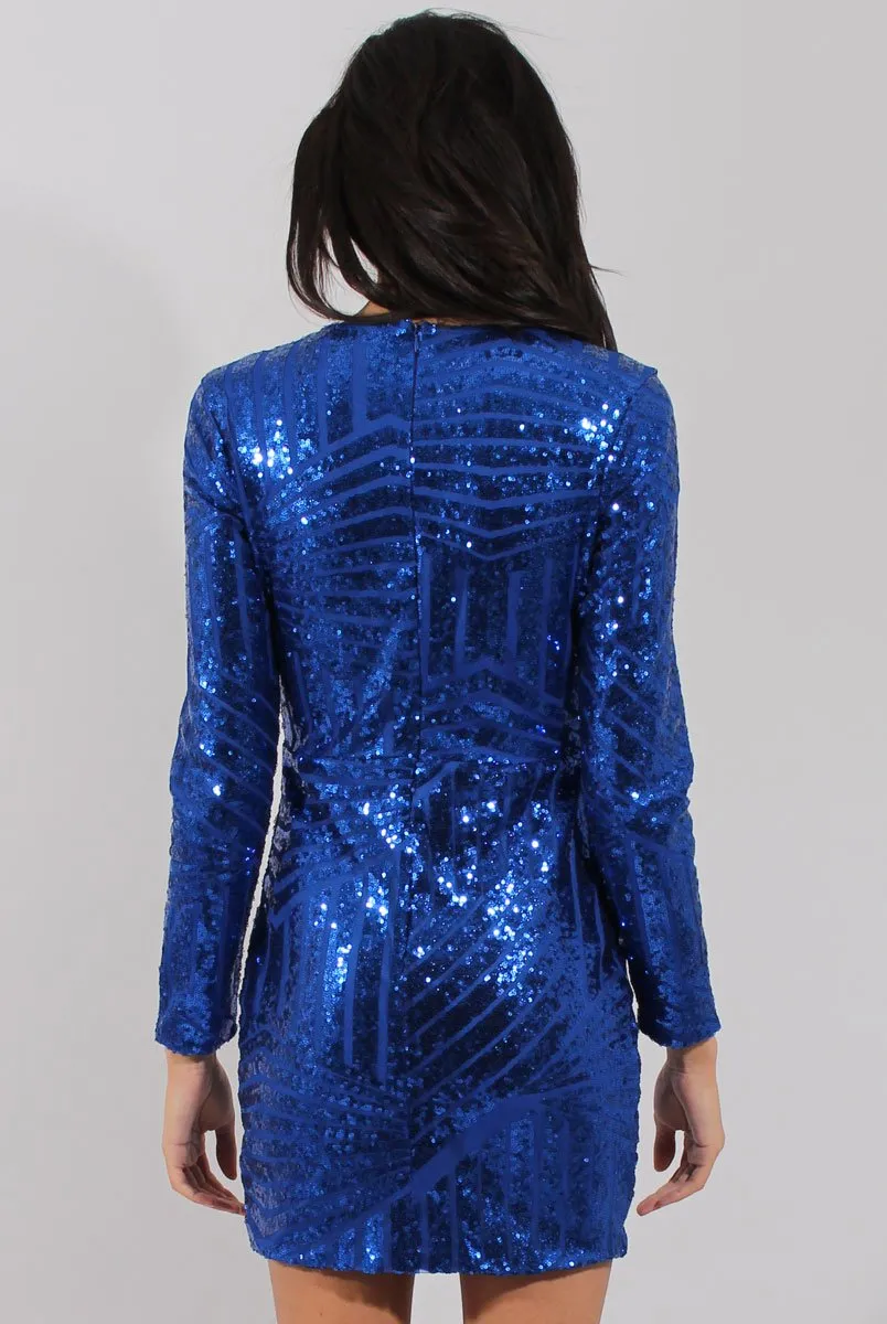 Blue Sequin Bodycon Dress - Rosalie