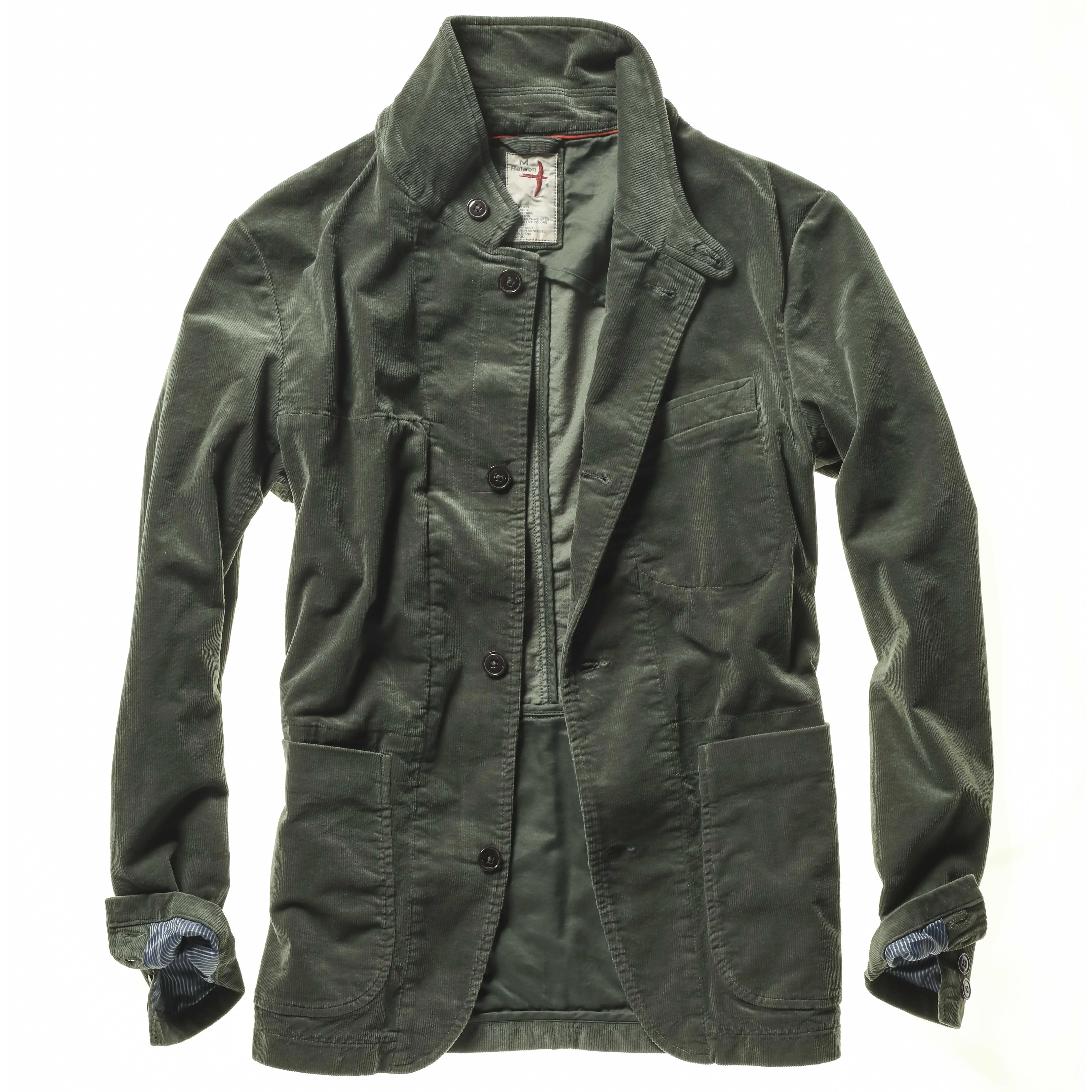 Bottle Green Cord Trap Blazer by Relwen