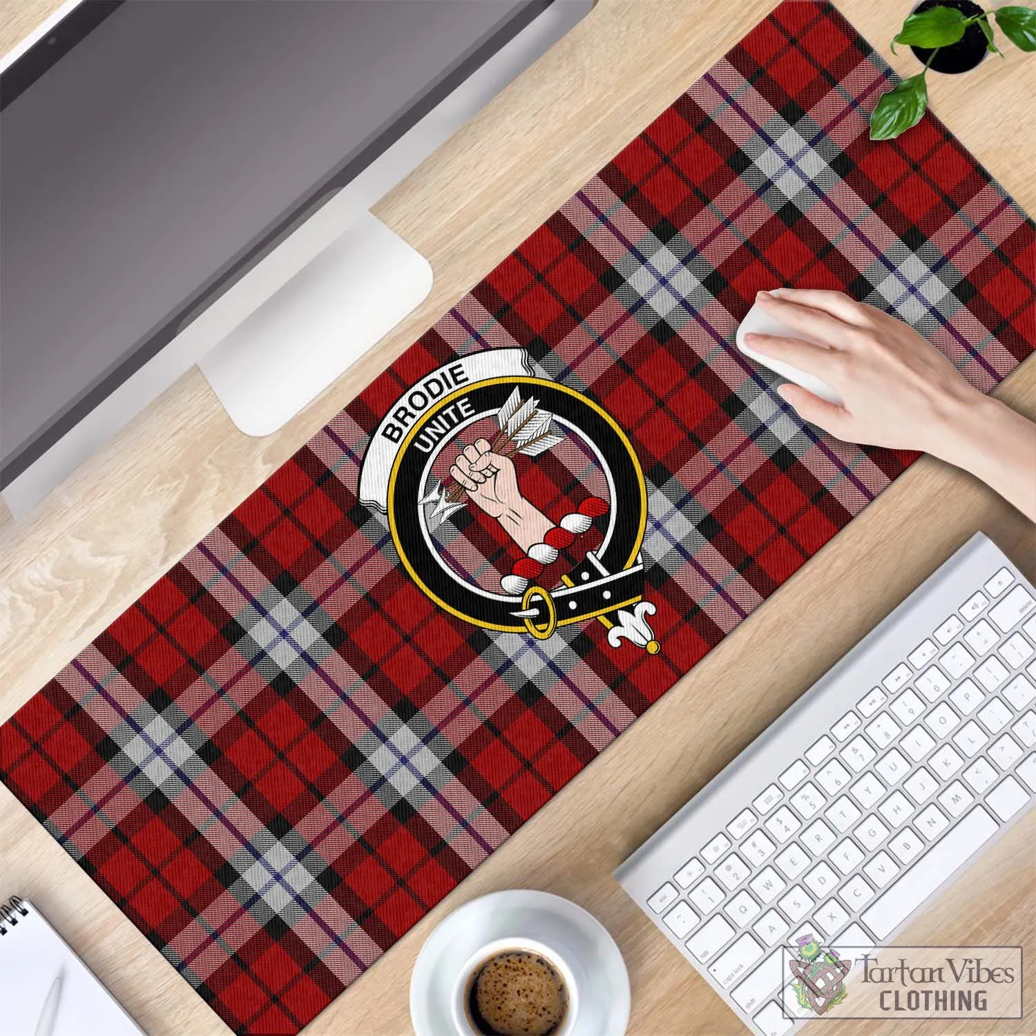 Brodie Dress Tartan Mouse Pad with Family Crest