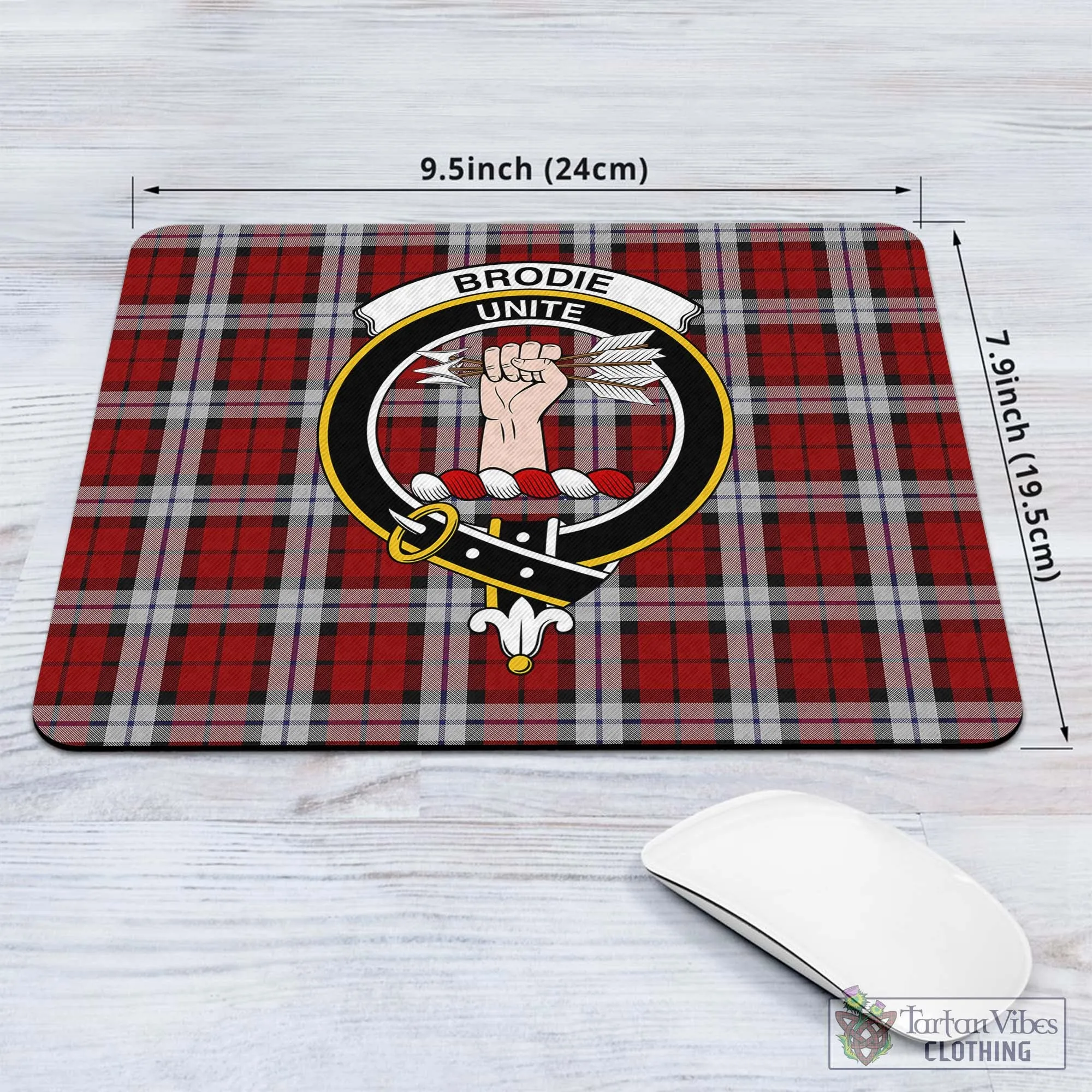 Brodie Dress Tartan Mouse Pad with Family Crest