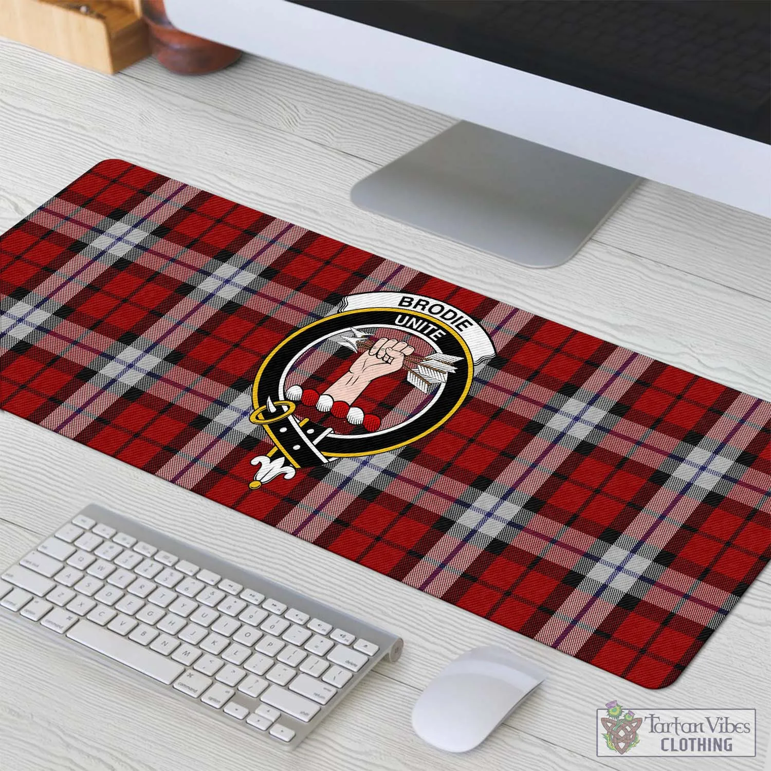 Brodie Dress Tartan Mouse Pad with Family Crest