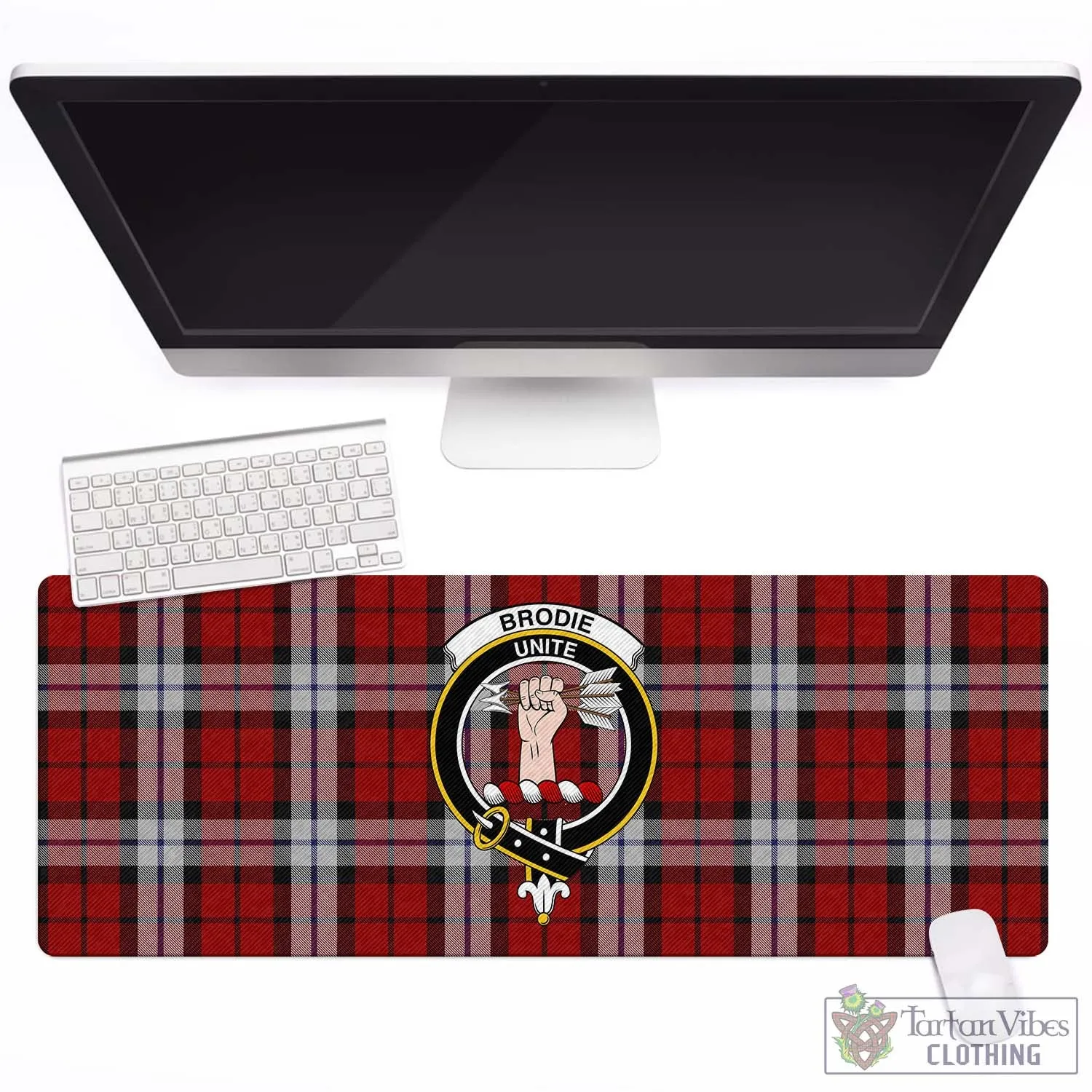 Brodie Dress Tartan Mouse Pad with Family Crest