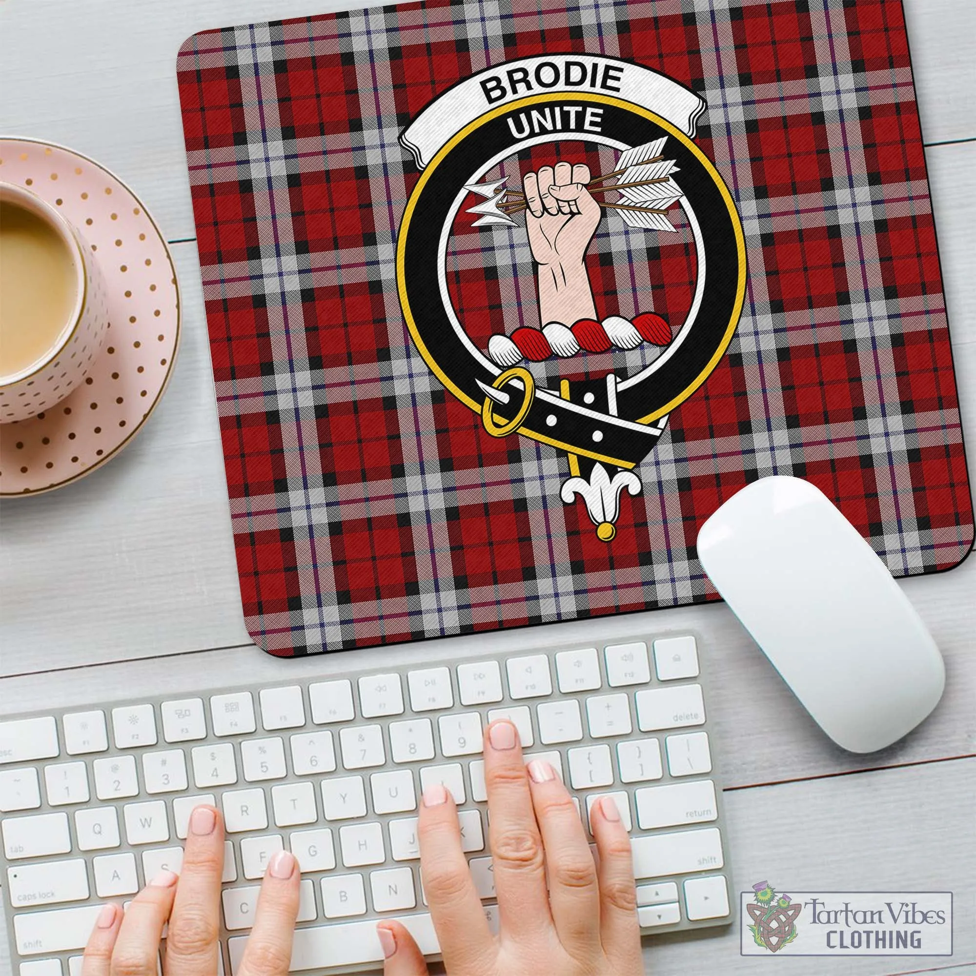 Brodie Dress Tartan Mouse Pad with Family Crest