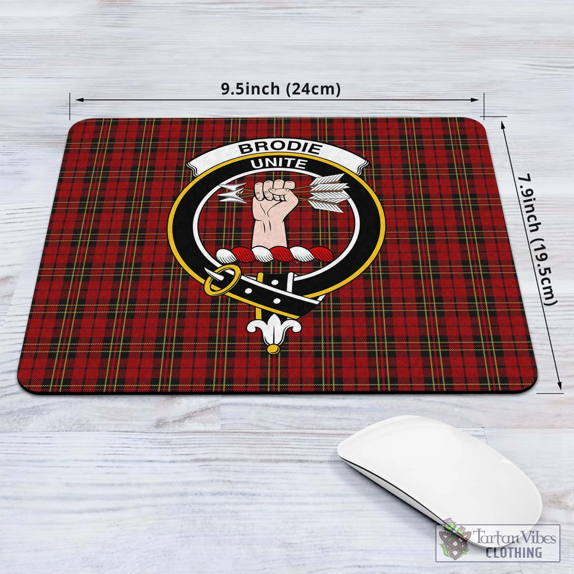 Brodie Tartan Mouse Pad with Family Crest