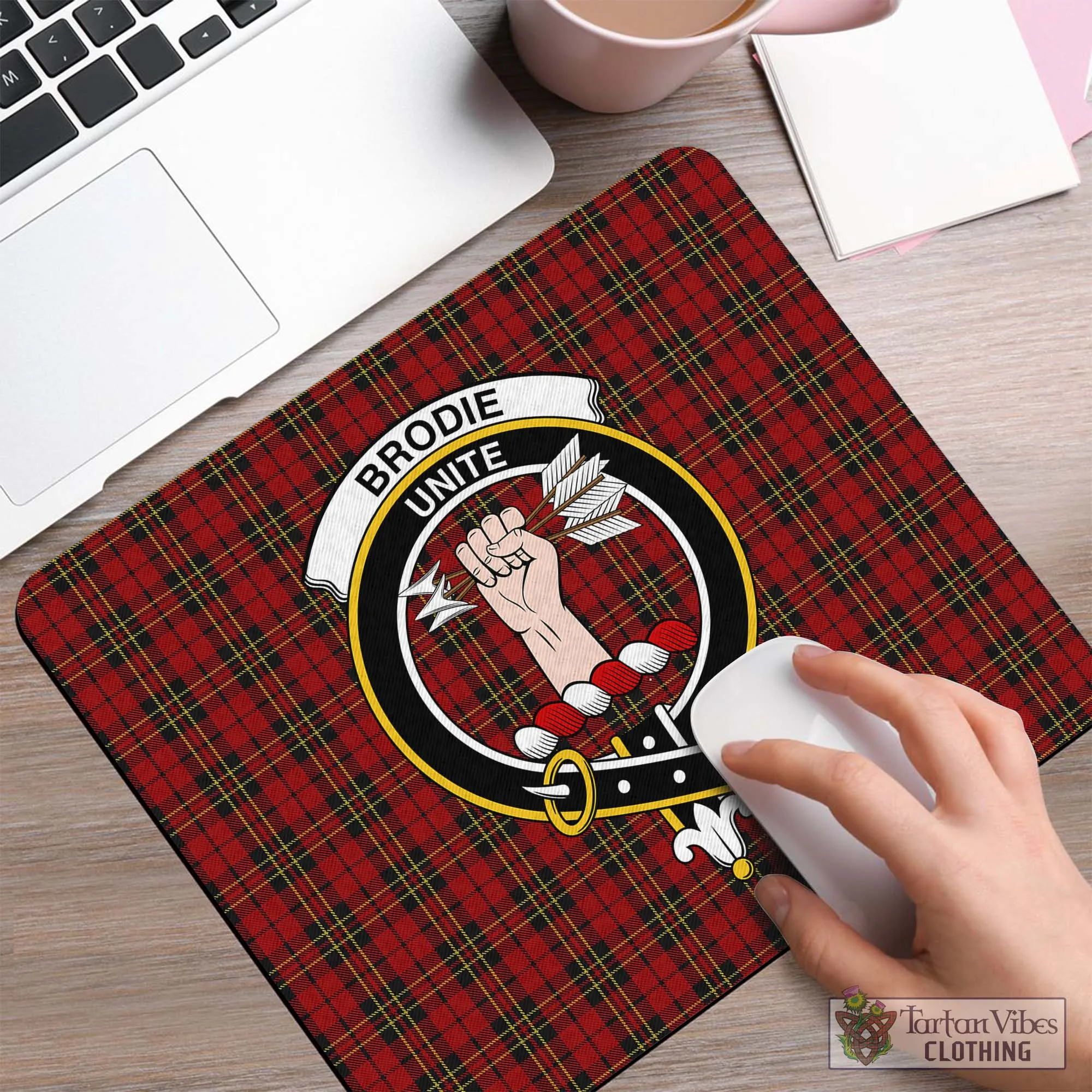 Brodie Tartan Mouse Pad with Family Crest