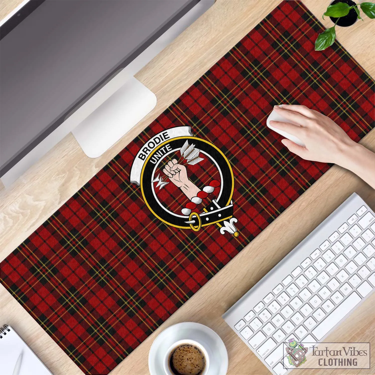 Brodie Tartan Mouse Pad with Family Crest