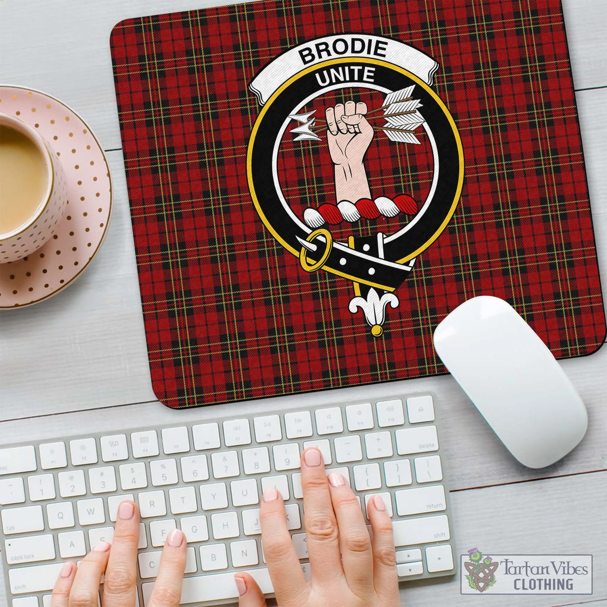 Brodie Tartan Mouse Pad with Family Crest